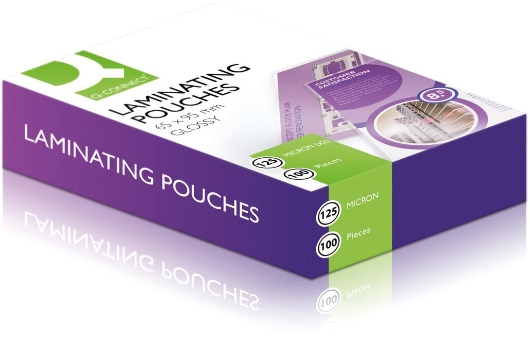 Q - CONNECT gelamineerde hoes 2x 125 micron 65x95mm 100 stuks - OfficeTown
