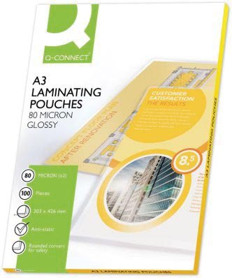 Q - CONNECT gelamineerde hoes A3 2x 80 micron 100 stuks - OfficeTown