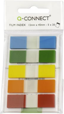Q - CONNECT index mini, ft 12,5 x 45 mm, 5 x 20 tabs, geassorteerde kleuren - OfficeTown
