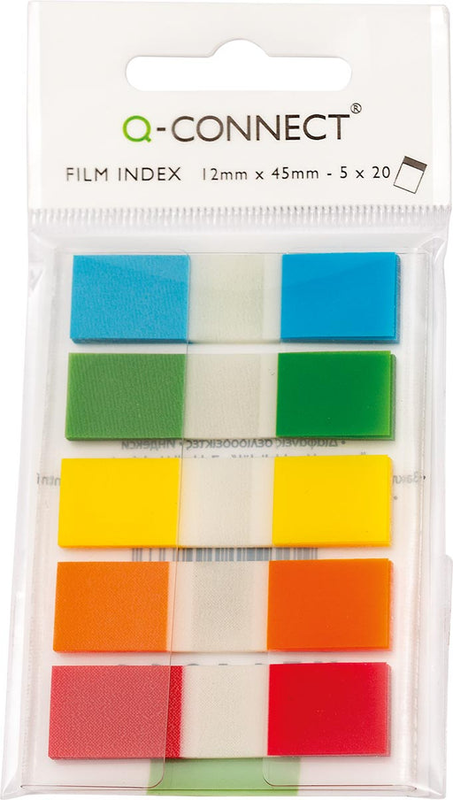 Q - CONNECT index mini, ft 12,5 x 45 mm, 5 x 20 tabs, geassorteerde kleuren - OfficeTown