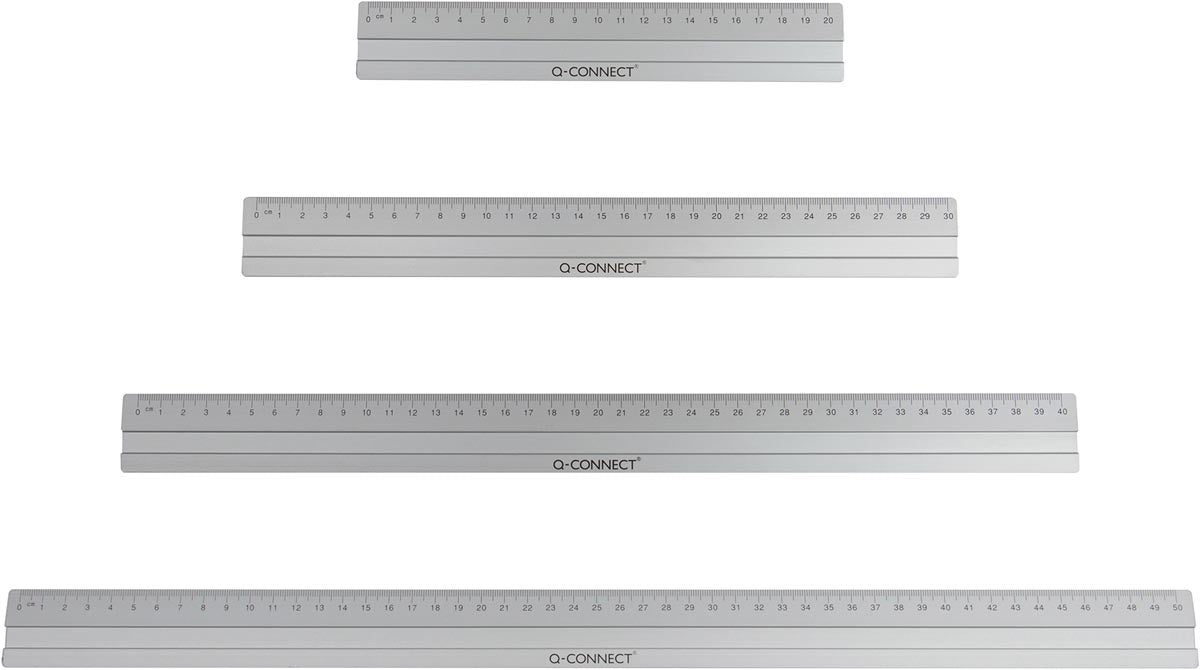 Q - CONNECT liniaal, aluminium, 20 cm - OfficeTown