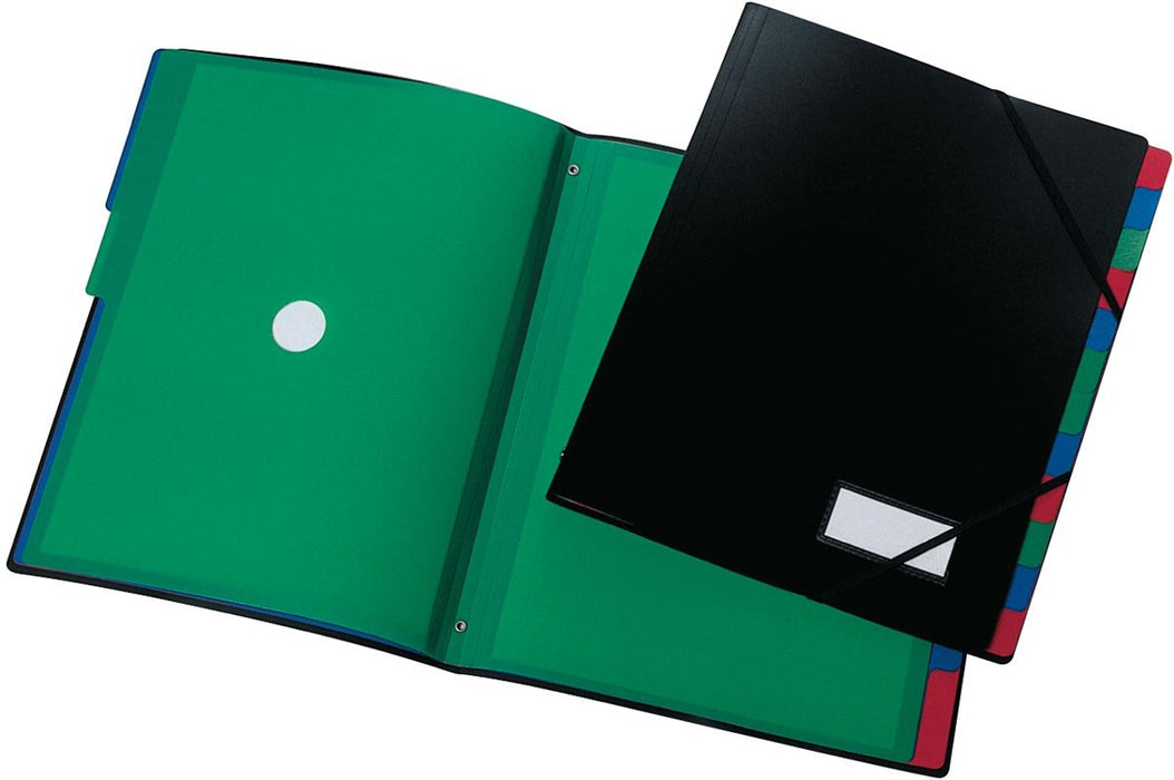 Q - CONNECT map PP A4 12 - tab zwart met elastiekuitsparing - OfficeTown