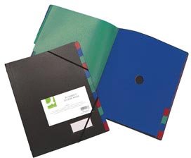 Q - CONNECT map PP A4 12 - tab zwart met elastiekuitsparing - OfficeTown