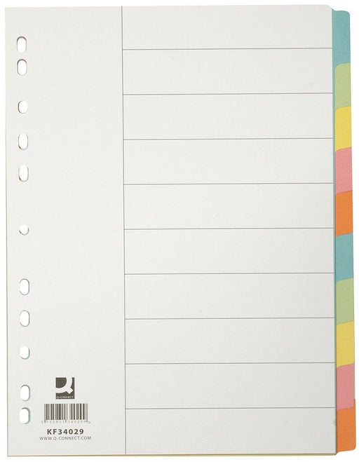 Q - CONNECT neutrale tabbladen van karton, A4 - formaat, 10 tabs - OfficeTown