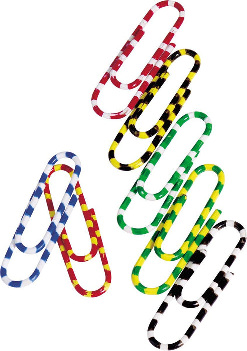 Q - CONNECT paperclips, 28 mm, doos van 100 stuks, gestreept in wit en verschillende kleuren - OfficeTown
