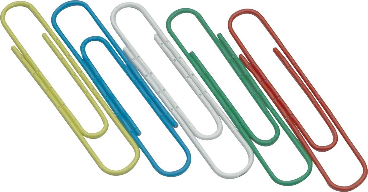 Q - CONNECT papierklemmen, 50 mm, gekleurd, doos van 30 stuks, ophangbaar - OfficeTown