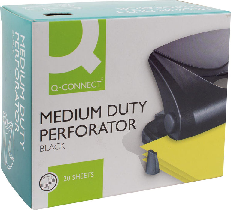 Q - CONNECT perforator voor gemiddeld gebruik, 20 vel, zwart - OfficeTown