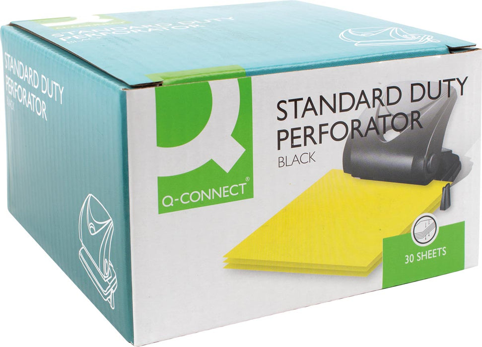 Q - CONNECT perforator voor normaal gebruik, 30 vel, zwart - OfficeTown