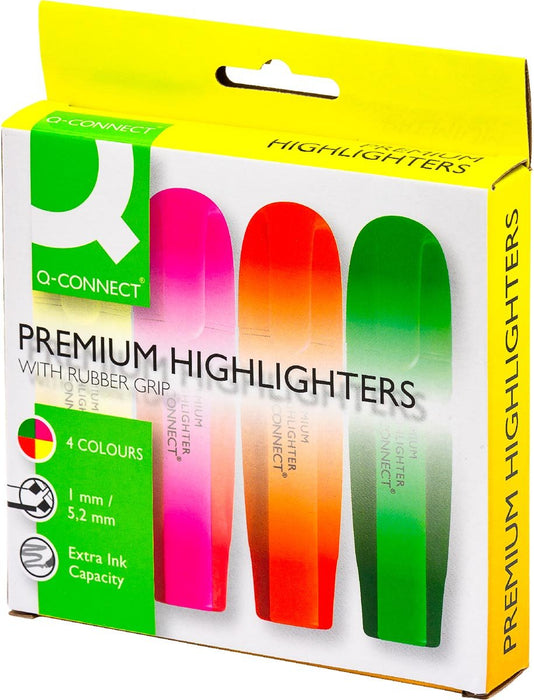 Q - CONNECT Premium markeerstift, geassorteerde kleuren, pak van 4 stuks - OfficeTown