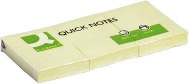 Q - CONNECT Quick Notes, ft 38 x 51 mm, 100 vel, pak van 3 stuks, geel - OfficeTown