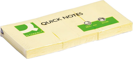 Q - CONNECT Quick Notes, ft 38 x 51 mm, 100 vel, pak van 3 stuks, geel - OfficeTown