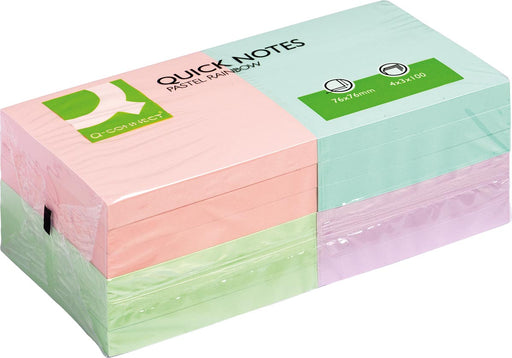 Q - CONNECT Quick Notes, ft 76 x 76 mm, 100 vel, pak van 12 blokken in pastelkleuren - OfficeTown