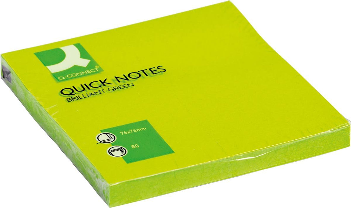 Q - CONNECT Quick Notes, ft 76 x 76 mm, 80 vel, neongroen - OfficeTown