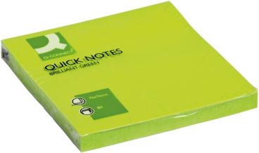 Q - CONNECT Quick Notes, ft 76 x 76 mm, 80 vel, neongroen - OfficeTown