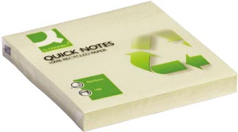 Q - CONNECT Quick Notes Gerecycled, ft 76 x 76 mm, 100 vel, geel 12 stuks - OfficeTown