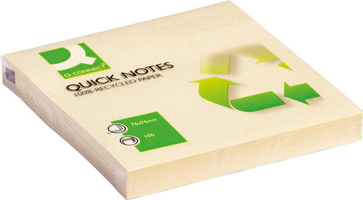 Q - CONNECT Quick Notes Gerecycled, ft 76 x 76 mm, 100 vel, geel 12 stuks - OfficeTown