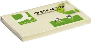 Q - CONNECT Quick Notes Recycled, ft 76 x 127 mm, 100 vel, geel 12 stuks - OfficeTown