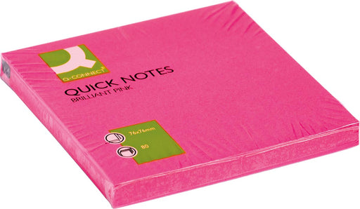 Q - CONNECT Snelle Notities, ft 76 x 76 mm, 80 vellen, neonroze - OfficeTown