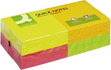 Q - CONNECT Snelnotities, ft 76 x 76 mm, 80 vel, pak van 12 blokken in 4 neonkleuren - OfficeTown