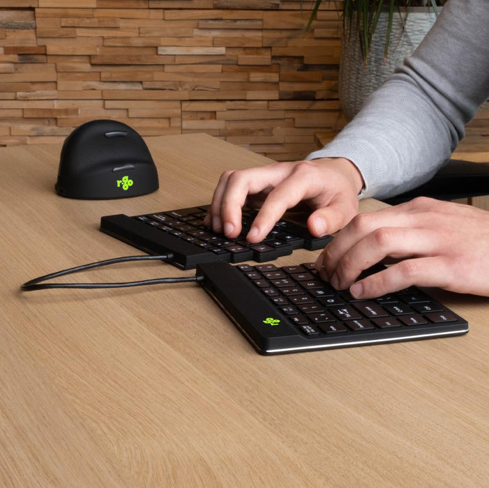R - Go Split Break ergonomisch Bluetooth toetsenbord, azerty, zwart - OfficeTown