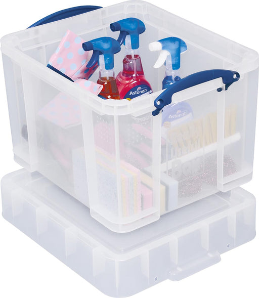 Really Useful Box Box opbergdoos 35 liter XL, transparant, voor het opbergen van medium LP's 6 stuks - OfficeTown