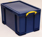 Really Useful Box Box opbergdoos 84 liter, donkerblauw met gele handvaten 3 stuks - OfficeTown