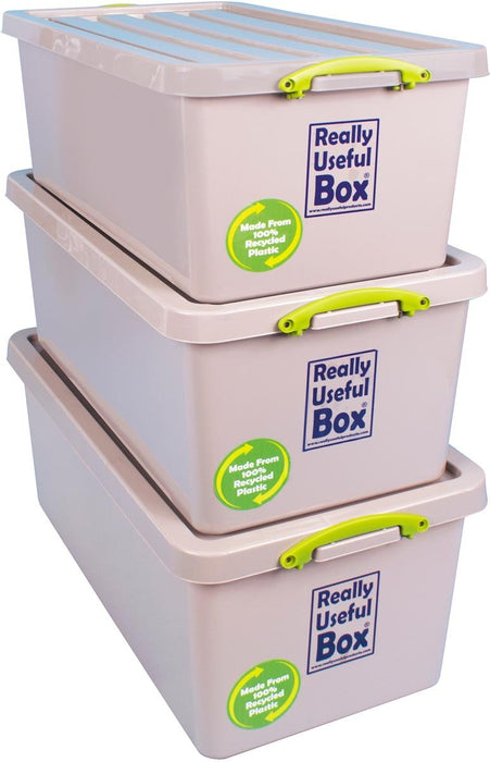 Really Useful Box Doos Gerecycled opbergdoos 82 l, stapelbaar, grijs 3 stuks - OfficeTown