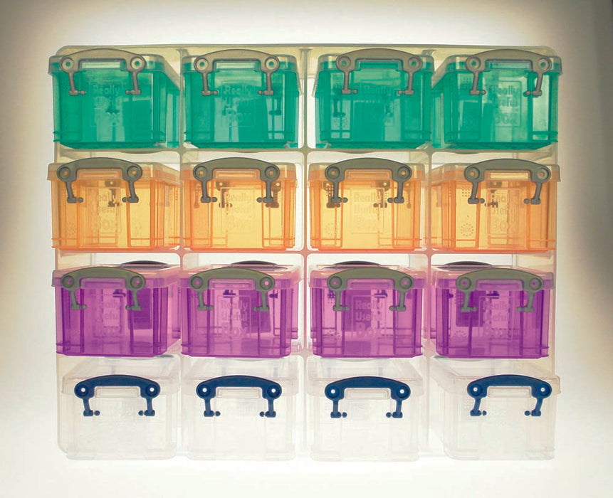 Really Useful Box Doos muurkubus met 16 opbergdozen van 0,3 liter, transparant - OfficeTown