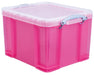 Really Useful Box opbergdoos 35 liter, transparant, helroze 6 stuks - OfficeTown