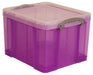 Really Useful Box opbergdoos 35 liter, transparant paars 6 stuks - OfficeTown