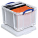 Really Useful Box opbergdoos 35 liter, wit met blauwe handvaten 6 stuks - OfficeTown