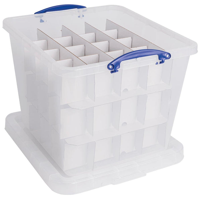 Really Useful Box opbergdoos, 60 l, met inzetbakje, transparant - OfficeTown
