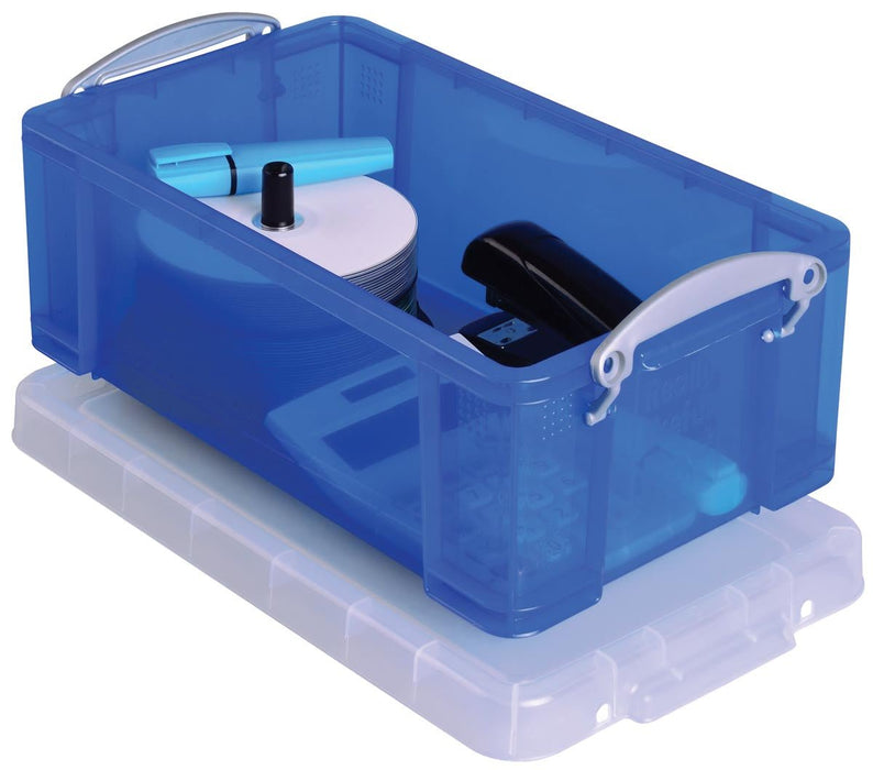 Really Useful Box opbergdoos 9 liter, transparant blauw - OfficeTown