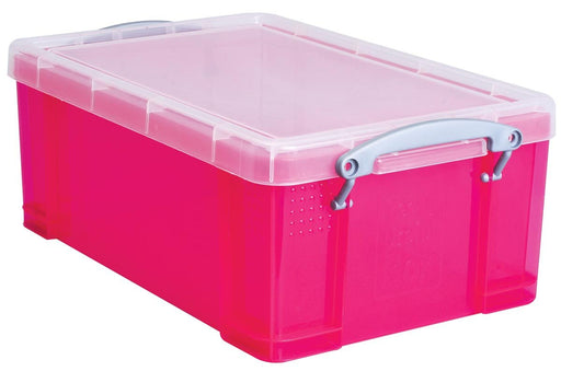 Really Useful Box opbergdoos 9 liter, transparant felroze - > Really Useful Box Opbergdoos 9 liter, Transparant Felroze - OfficeTown