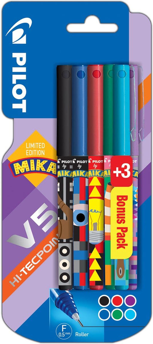 Rollerpen Pilot V - 5 Mika, verpakking van 3 + 3 stuks gratis in verschillende kleuren - OfficeTown