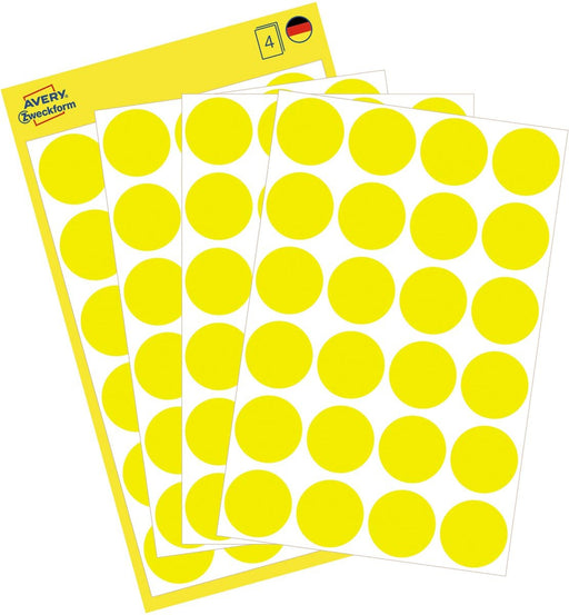 Ronde Gele Etiketten van Avery, 18 mm diameter, 96 stuks - OfficeTown