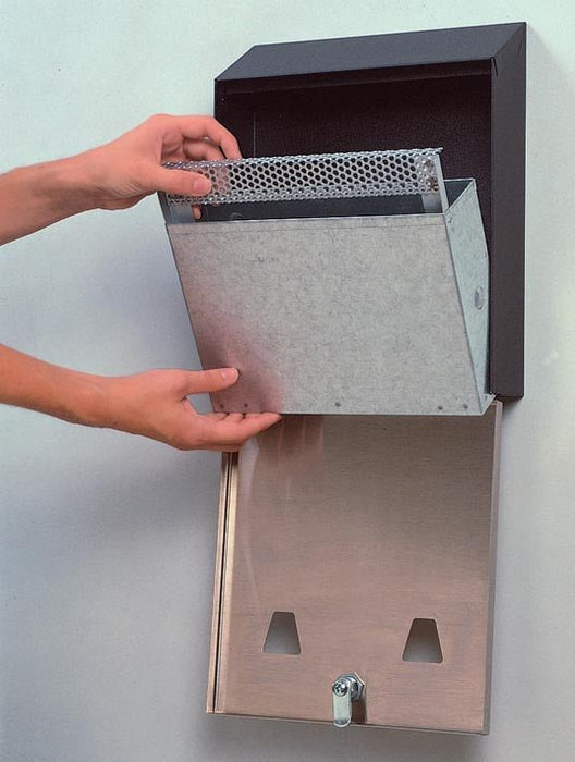 Rubbermaid asbak voor aan de wand, afmetingen 25,4 x 7,6 x 31,8 cm, verzinkt staal - OfficeTown