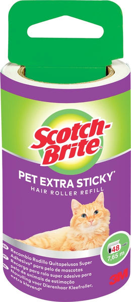 Scotch Brite pluizenkleefroller navulling voor dierenhaar, extra plakkerig, 48 vellen