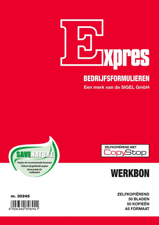 Sigel Expres werkbonblok, ft A5, Nederlands, dupli (50 x 2 vel) 5 stuks - OfficeTown