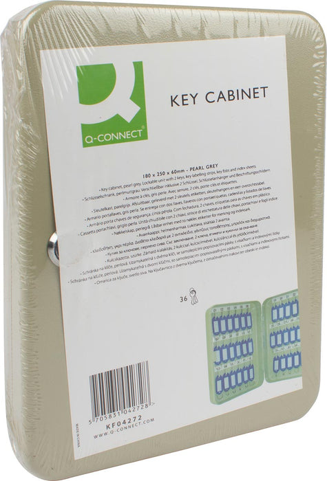 Sleutelkast Q - CONNECT voor 36 sleutelhangers grijs met cilinderslot - OfficeTown