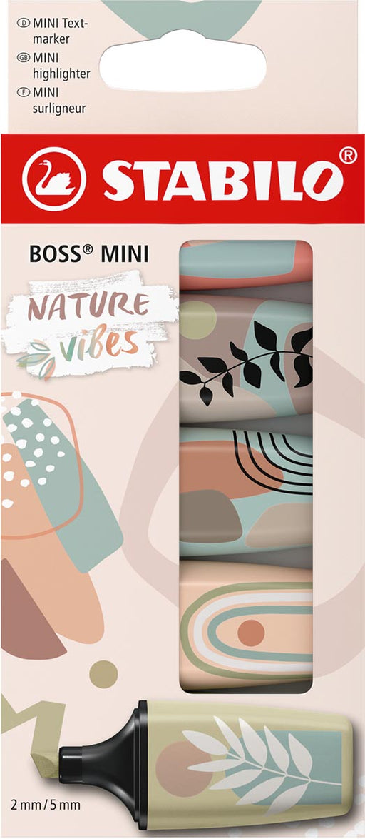 STABILO BOSS MINI naturevibes markeerstift, geassorteerde kleuren, blister van 5 stuks - OfficeTown