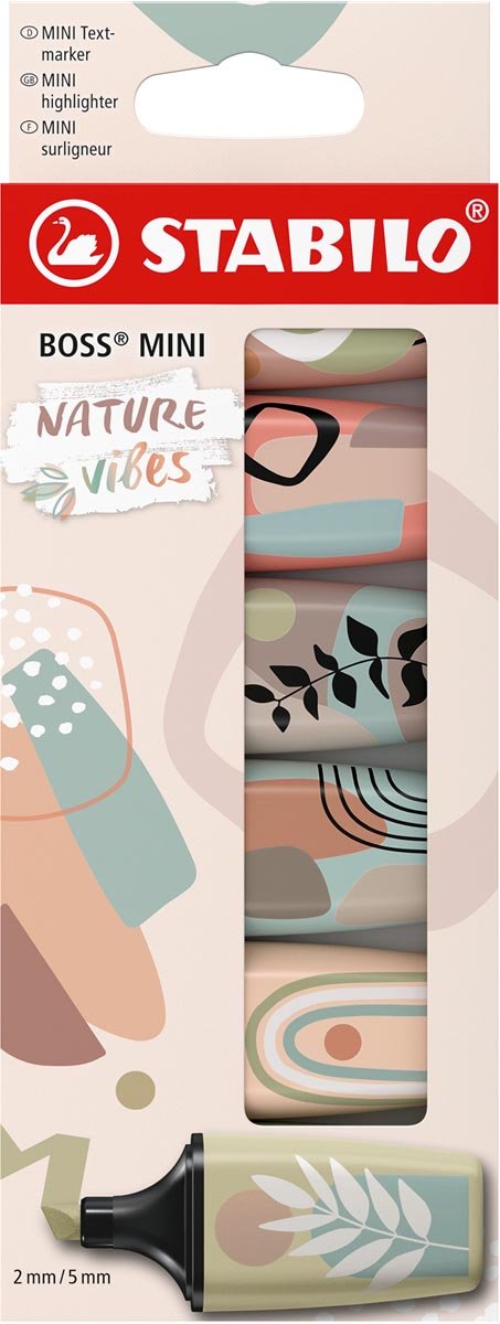 STABILO BOSS MINI naturevibes markeerstift, geassorteerde kleuren, blister van 6 stuks - OfficeTown