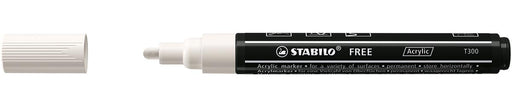 STABILO free acrylmarker T300, ronde punt, 2 - 3 mm, wit 5 stuks - OfficeTown
