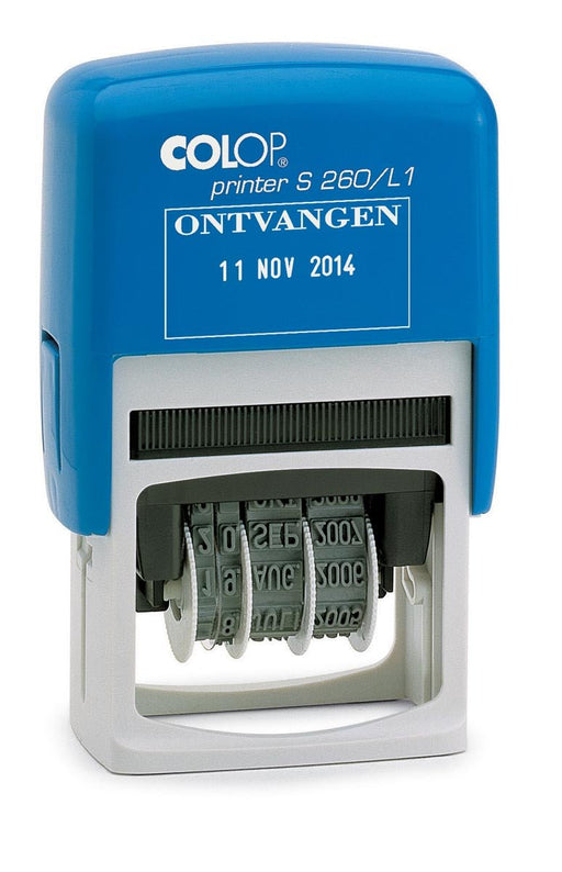 Stempel met datumfunctie en blauwe en rode inkt - OfficeTown