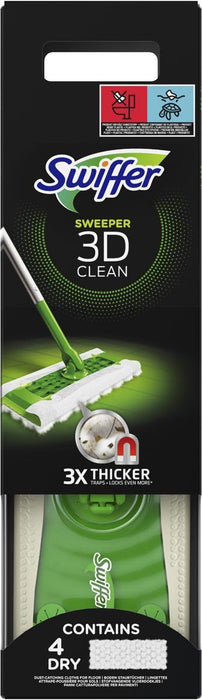 Swiffer vloerreiniger 3D Clean starterkit, met 4 droge en 2 vochtige stofdoekjes - OfficeTown