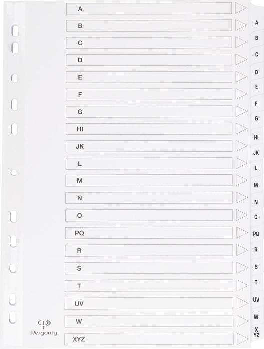 Tabbladen met indexblad, A4 formaat, 11 - gaatsperforatie, A - Z met 20 tabs - OfficeTown