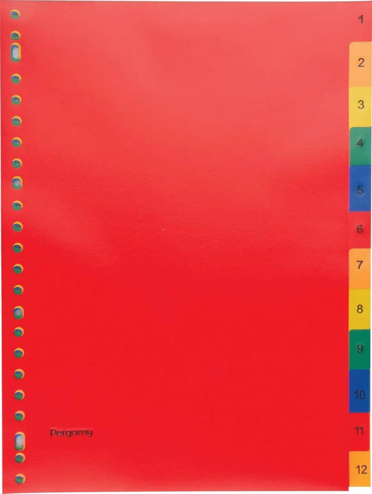 Tabbladen van Pergamy, A4 - formaat, 23 - gaats perforatie, PP, diverse kleuren, set 1 - 12 - OfficeTown