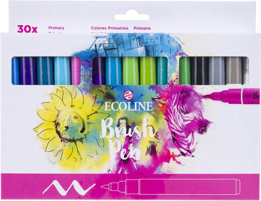 Talens Ecoline Brush pen, etui van 30 stuks, set Primaire - OfficeTown