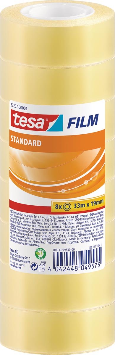 Tesafilm Standard, ft 19 mm x 33 m, toren met 8 rolletjes - OfficeTown