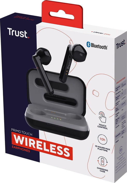 Trust Primo Touch Bluetooth draadloze oortjes, zwart met geïntegreerde microfoon - OfficeTown
